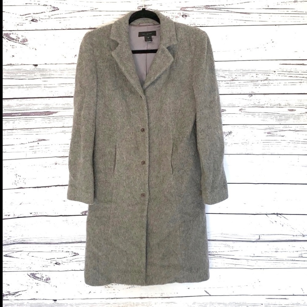 The Limited Vintage Longline Wool & Mohair Button Down Gray Coat Size XS